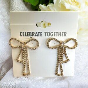 Celebrate Together 1 3/8” Bows Post Back Dangle/Drop Earrings-NWT